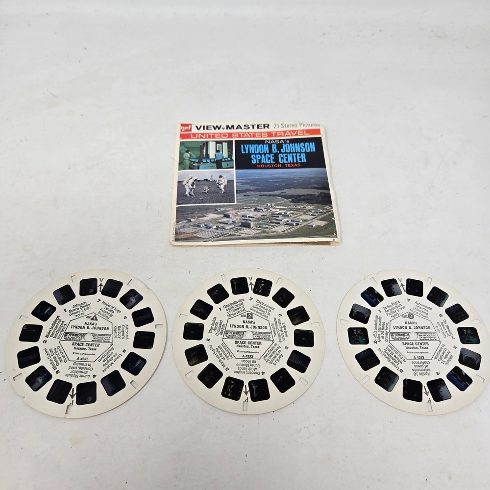 Vintage 1969 GAF View-Master NASA Lyndon B Johnson Space Center 3 Reel Set A4251